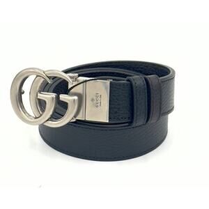 GUCCI Double G Marmont Reversible 3.5 Cm Belt Black Brown Leather New Size 95